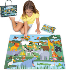 BONNYCO Giant Floor Puzzles for Kids of Jungle Animals with 48 Large Pieces. Saf