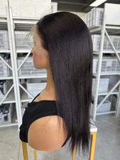 Yaki Straight 14inch Transparent 13x4 Lace Front Wig Human Hair For Black Women