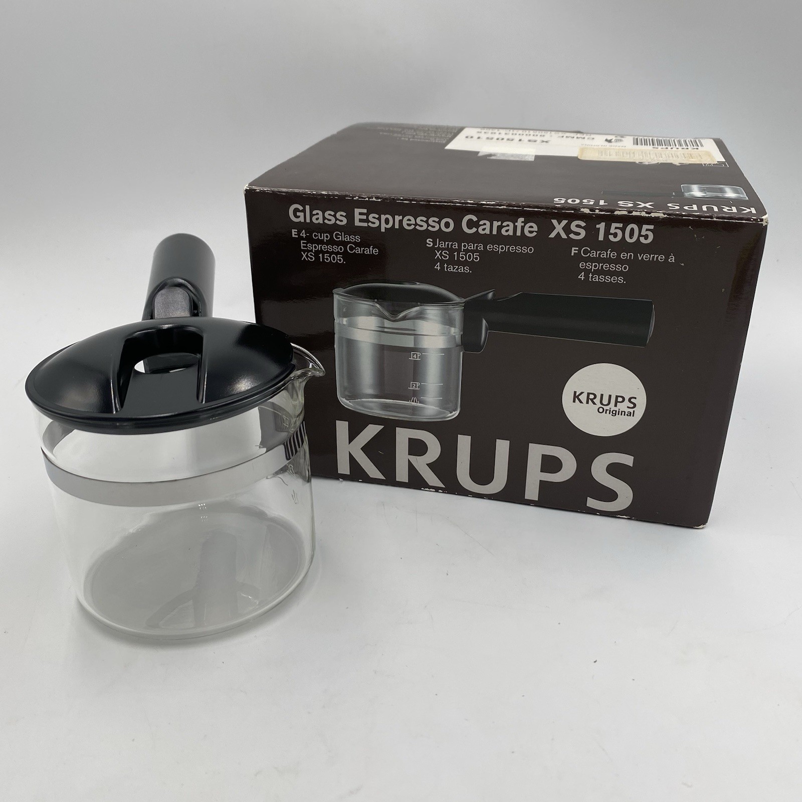 NEW KRUPS GLASS ESPRESSO CARAFE XS 1505 REPLACEMENT 4-Cup Fo