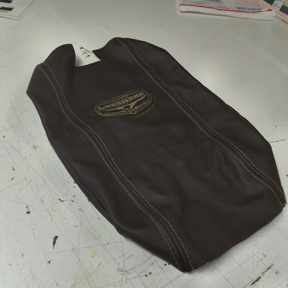 Para Dodge Ram Limited LongHorn 09-18 - Cubierta de tapa de consola central de cuero, marrón oscuro Foto 3 de 4