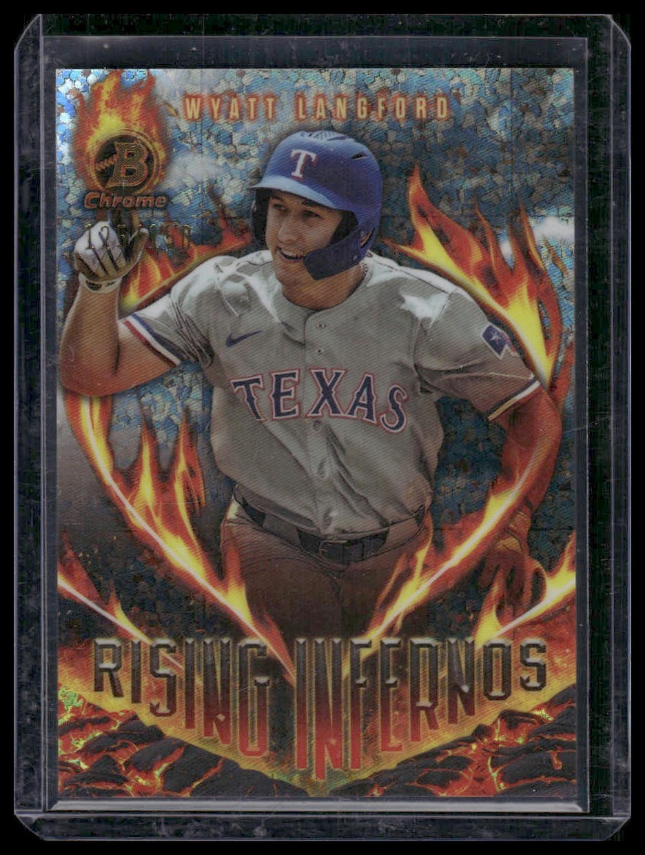 2024 Bowman #RI-13 Wyatt Langford Rising Infernos Mini-Diamond Refractors #/150