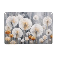 Metal Wall Decor Sign, Dandelion Design, Rustic Home Art, 8x12 Inch