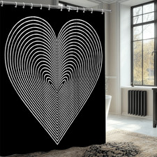 Stylish Black and White Heart Shower Curtain for Modern Bathroom Decor