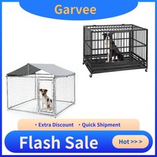 Heavy Duty Dog Crate Cage Kennel Indestructible Steel Escape Proof Crate, 360  L