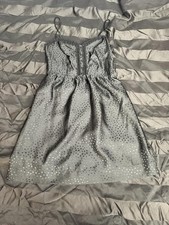 American Eagle Black Swiss Dot Babydoll Mini Dress Size 6 Coquette