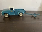 Tonka Blue/White Metal Pickup Truck w/ Tow Trailer Dolly Hauler
