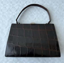 Krokodilleder Handtasche, Dunkelbraun, "Vintage", TOP Zustand