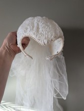 1920-40 Bridal Head Piece, Ivory, Lace