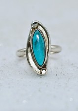 Turquoise Sterling Silver Elongated Southwestern Ring Size 5
