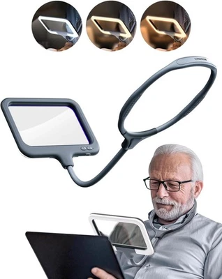 PalProt Hands-Free Magnifying Glass with Light – 3x Magnification, Grey