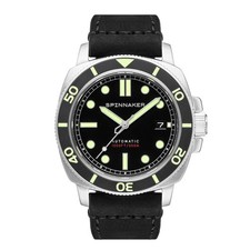 Spinnaker Hull Diver Black / Leather Black Dial 42mm Japanese Automatic Wristw