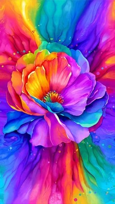 Petal Power Multicolor Flower Fabric 24'' X44'' Panel Cotton Timeless Treasures