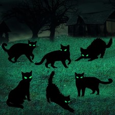 Halloween Decorations Outdoor, 6Ct Black Cat Decor Yard Signs with Stakes
