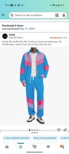 80s Men Tracksuit Costumes Halloween 70s Windbreaker Jacket Track Suit 2 Piece