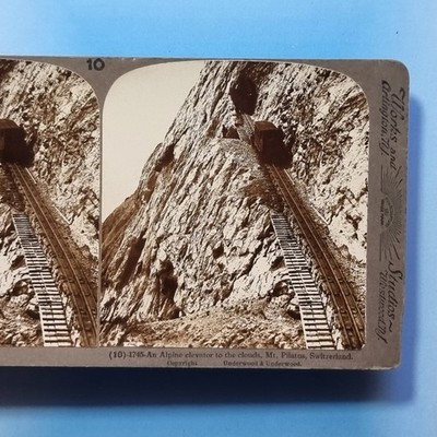 Luzern Schweiz Stereoview 3D um 1910 Echtfoto Zahnradbahn Pilatus