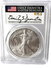2022 $1 American Silver Eagle  T2 PCGS MS70 First Strike - Emily Damstra signed