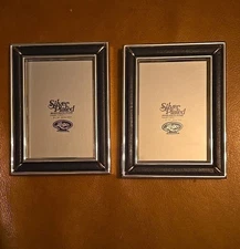 2 Vintage Silver Plated Table Top Photo Picture Glass Frame 2x3" Home Decor