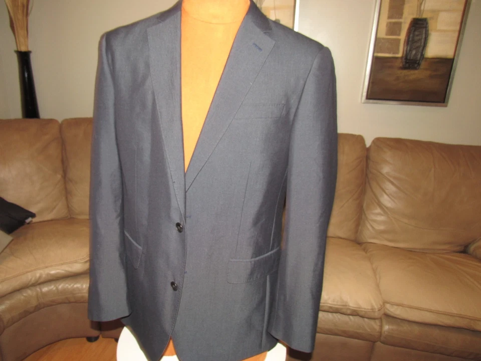 J. FERRAR Men's 42L 42 Long Blue Suit SLIM Fit Polyester Rayon Flat Frt 34 X 32 - Image 4 of 4