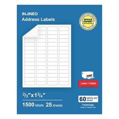 Address Labels, 2/3'' x1-3/4 Shipping Address Labels for Inkjet & Laser Printe...