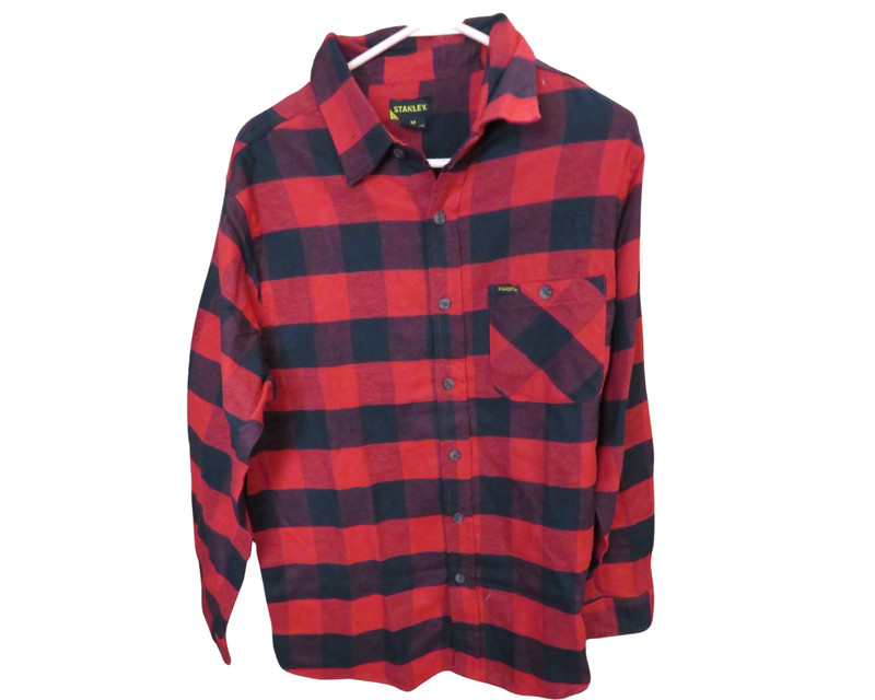 NEW! Stanley Shirt Men's Medium Buffalo Plaid Button Up Black Red *