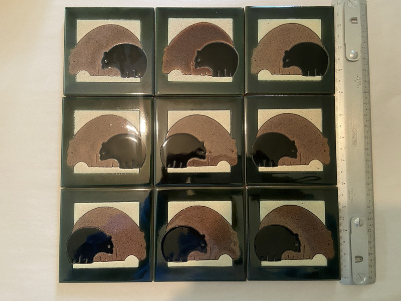 Maanum Custom Art Tiles. Handglazed ceramic Art tiles.  Nine -  4x4 inch tiles
