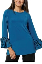 Antthony Women's Ruffled Bell Cuff Long Sleeve Top Twilight