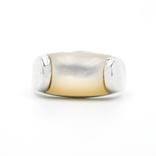 Anello Tronchetto Bulgari in oro bianco 18 carati con madreperla