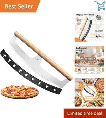 Pizza Cutter Rocker Stainless Steel 16in with Wooden Handles Knife Kitchen