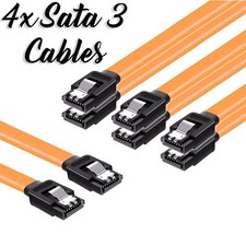 4x SATA III 3.0 Cable, 6Gbps HDD SDD Data Cable, with Locking Latch, Orange