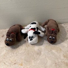 VINTAGE Tonka Pound Puppies Set of 3 white spotted Brown Plush Toys
