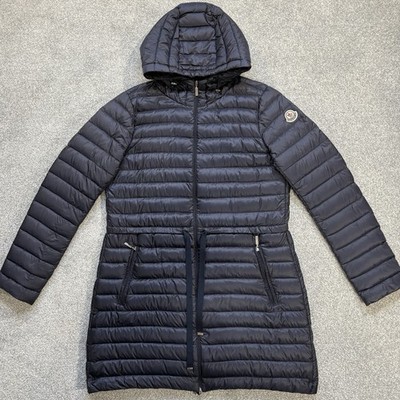 Damen Moncler Aure Marine gefütterte Jacke Größe 2 UK10 100 % authentisch