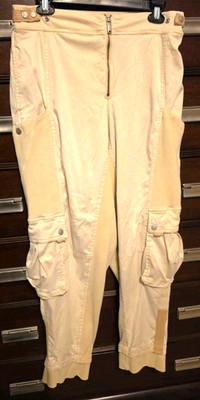 Free People FP Movement Pants M Yellow Cargo Utility  Zip Close Elastic Stretch