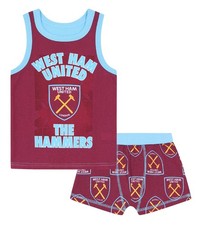West Ham United FC Official Soccer Gift Boys Boxer Shorts  Vest Set