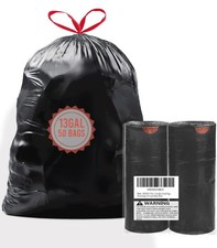 13 Gallon Trash Bags Drawstring, 50 Count Bulk, Black  Unscented Garbage Bag...