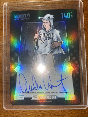 Bombeezy "Emilio Estevez" Debut Bo Jackson Battle Arena Steel Auto On Card! Rare