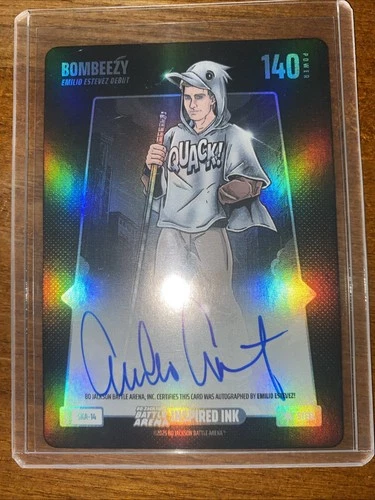Bombeezy "Emilio Estevez" Debut Bo Jackson Battle Arena Steel Auto On Card! Rare