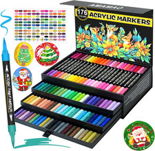 176 Colors Acrylic Paint Markers Pens Set,88 Pack Brush Acrylic Paint Mar