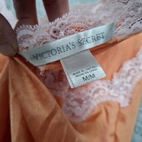 Vintage Victoria's Secret Coral Pink Lace Chemise Slip Dress Lingerie Sz M 