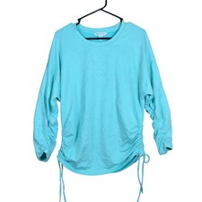 Athleta Womens Sweatshirt Teal Pull Over Lombard Ruched Stretch Small