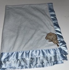Carter's Baby Blanket Monkey Stripes Satin Trim Just One You