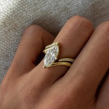 3.0ct Marquise Cut Lab‑Created Diamond Test Pass VVS1/D 18K Gold Set Ring