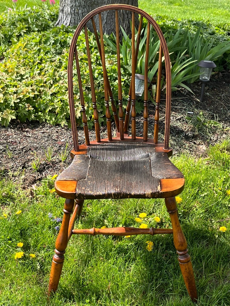 Antique BowBack Windsor Chair With Tail Brace, 1920's, Ebonized