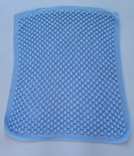 Handmade BLUE Knit Crochet BABY  Blanket Throw Infant  28"x 32" Approximately 