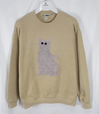 LEE Heavyweight Jumper Cool Cat Womens Crewneck Sweater Pullover Size XL