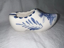 Vintage Dutch Clog Shoe Ashtray Delft Blue Hand Painted Windmill Holland