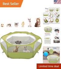 Lightweight Outdoor Playpen for Small Pets - Easy Pop-Up Design with Ground Pegs