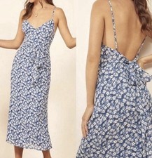 Reformation Dietrich Floral Print Crepe Midi Dress Sz 6