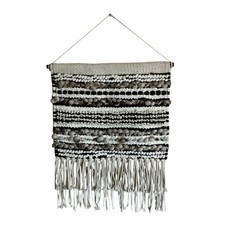 Boho Macrame Woven Wall Hanging Textured Fringe Neutral Bohemian Decor