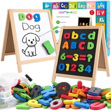GINMIC Magnetic Letters and Numbers with Magnet Board, Small, Black  White
