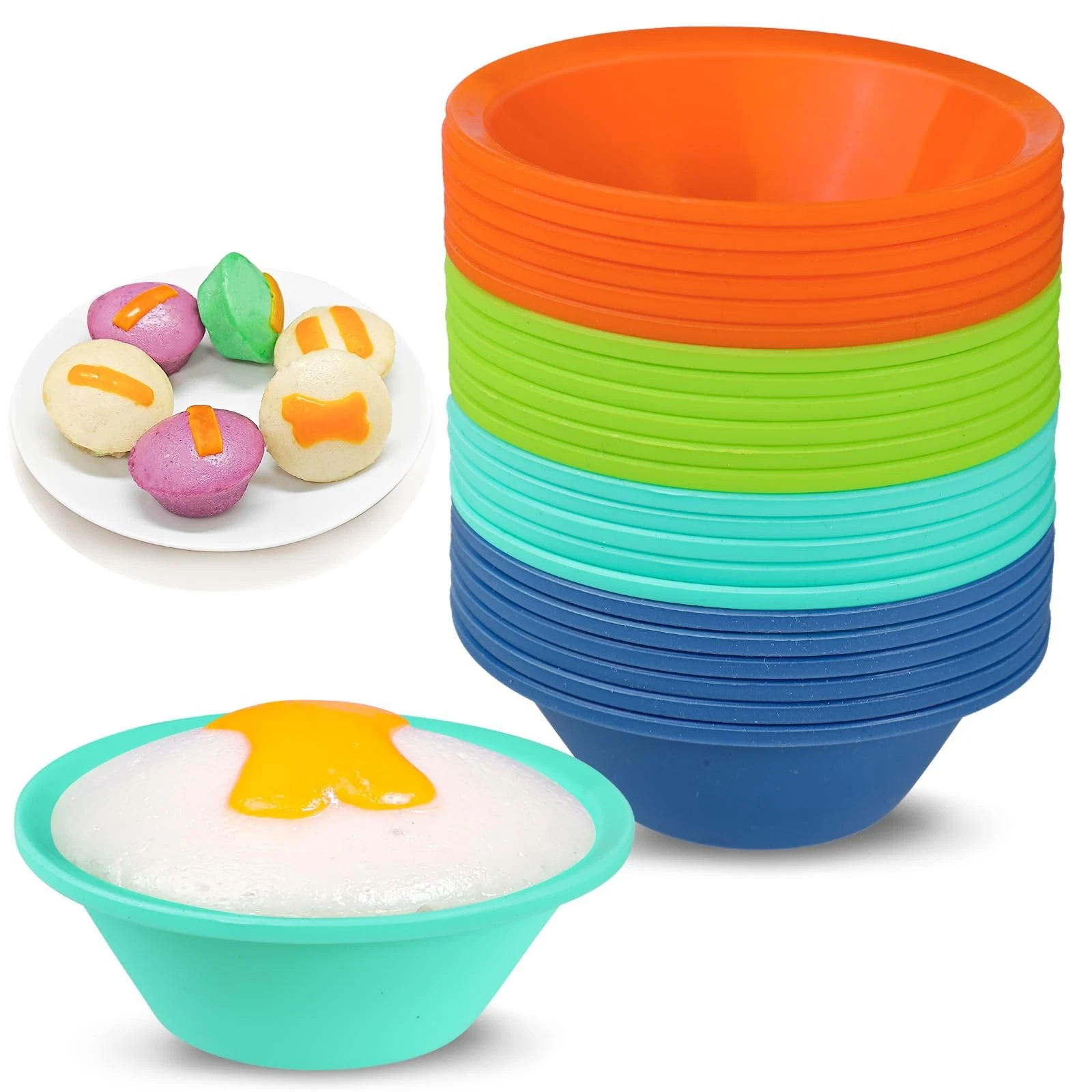 "Webake 24PCS Silicone Puto Molder 2.75"" Reusable Non-Stick Baking Cups"